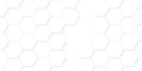 Abstract white 3d hexagon creative grid honeycomb structure mosaic pattern background. luxury minimal technology network abstraction tech digital tile vector wall banner surface polygon background.
