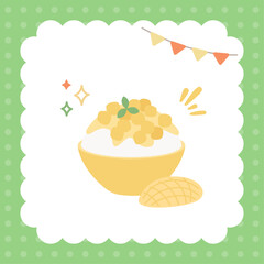 Vector illustration of a Korean-style mango shaved ice.