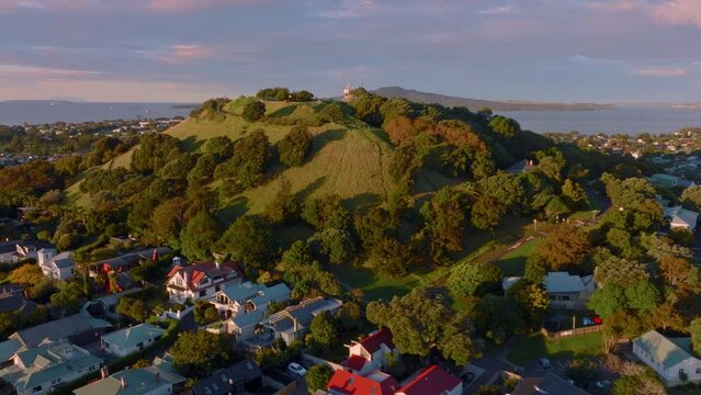 Mt Victoria in the suburb of Devonport as sunset, Auckland, New Zealand.