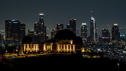 city skyline at night, Griffith Observatory, Los Angeles