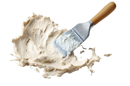 A Single, Sturdy Wooden-Handled Paint Scraper Against a White Background on a White or Clear Surface PNG Transparent Background