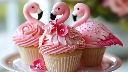 Pink flamingo cupcake for the birthday party