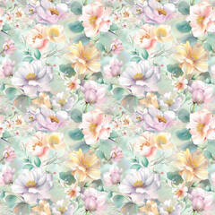 Floral variety color, form nature, seamless fabric pattern.