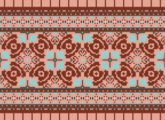 Pixel Tribal seamless patterns. Seamless African modern art patterns. Vector Ikat ethnic seamless pattern design. Aztec fabric carpet mandala.
