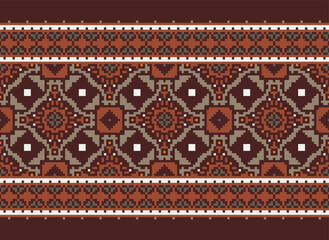 Pixel Tribal seamless patterns. Seamless African modern art patterns. Vector Ikat ethnic seamless pattern design. Aztec fabric carpet mandala.