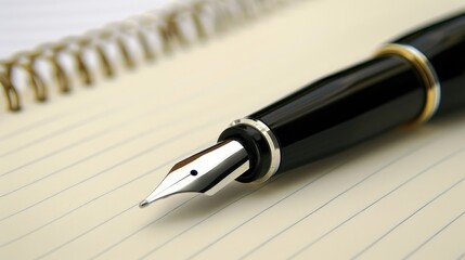 Ballpoint pen on a notebook close up