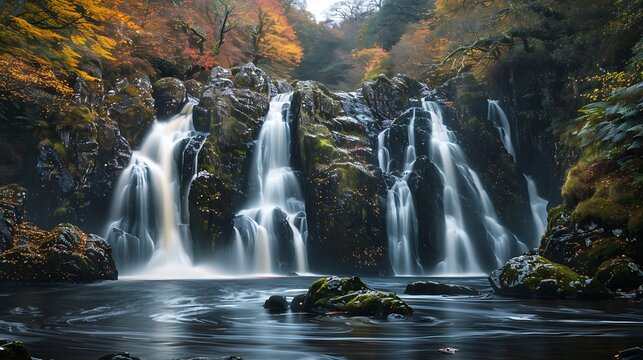 The beautiful swallow waterfalls in betws Y coed in wales using a long exposure