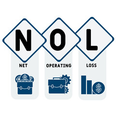 NOL - net operating loss acronym business concept. vector illustration concept with keywords and icons. lettering illustration with icons for web banner, flyer, landing page, presentation