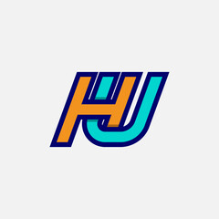 Initial Letter HU or UH Logo, Monogram Logo letter H with U combination, design logo template element, vector illustration