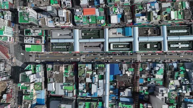 Aerial view of Nampo-dong, Busan, 부산 관광지 남포동 항공촬영 