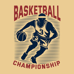 Basketball player tournament vintage retro sports badge logo