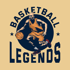 Basketball player tournament vintage retro sports badge logo