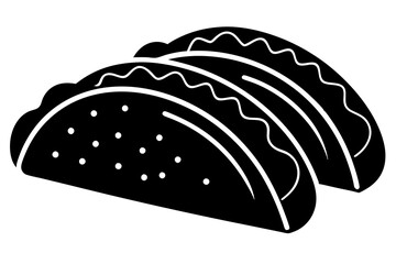 Taco with tortilla shell Mexican lunch flat vector icon 