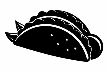 Taco with tortilla shell Mexican lunch flat vector icon 