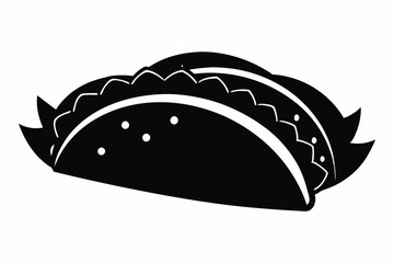 Taco with tortilla shell Mexican lunch flat vector icon 