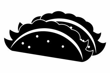 Taco with tortilla shell Mexican lunch flat vector icon 