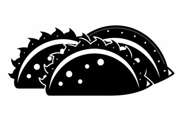 Taco with tortilla shell Mexican lunch flat vector icon 