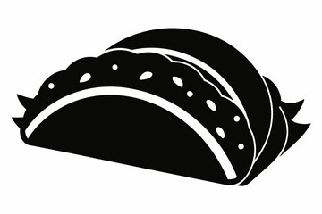 Taco with tortilla shell Mexican lunch flat vector icon 