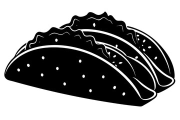 Taco with tortilla shell Mexican lunch flat vector icon 