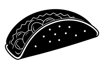 Taco with tortilla shell Mexican lunch flat vector icon 