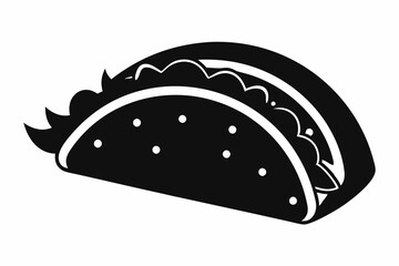 Taco with tortilla shell Mexican lunch flat vector icon 