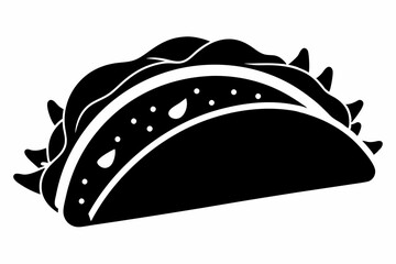 Taco with tortilla shell Mexican lunch flat vector icon 