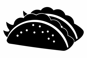 Taco with tortilla shell Mexican lunch flat vector icon 