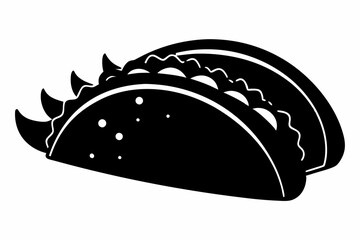 Taco with tortilla shell Mexican lunch flat vector icon 