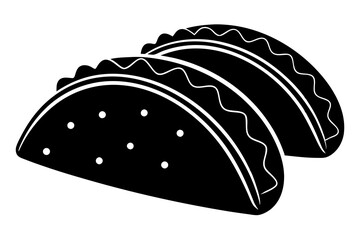 Taco with tortilla shell Mexican lunch flat vector icon 