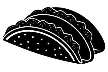 Taco with tortilla shell Mexican lunch flat vector icon 