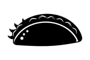 Taco with tortilla shell Mexican lunch flat vector icon 
