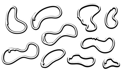 Set of curve shapes vector silhouettes