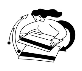 Woman Using Credit Card Vector