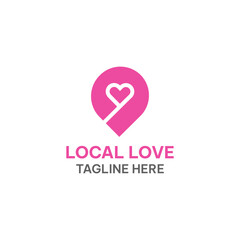 Local love logo template in simple flat style. Love map vector illustration