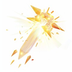 3D Render, Low Poly style of a light beam spell with radiant glow and celestial, on isolated white background, Generative AI