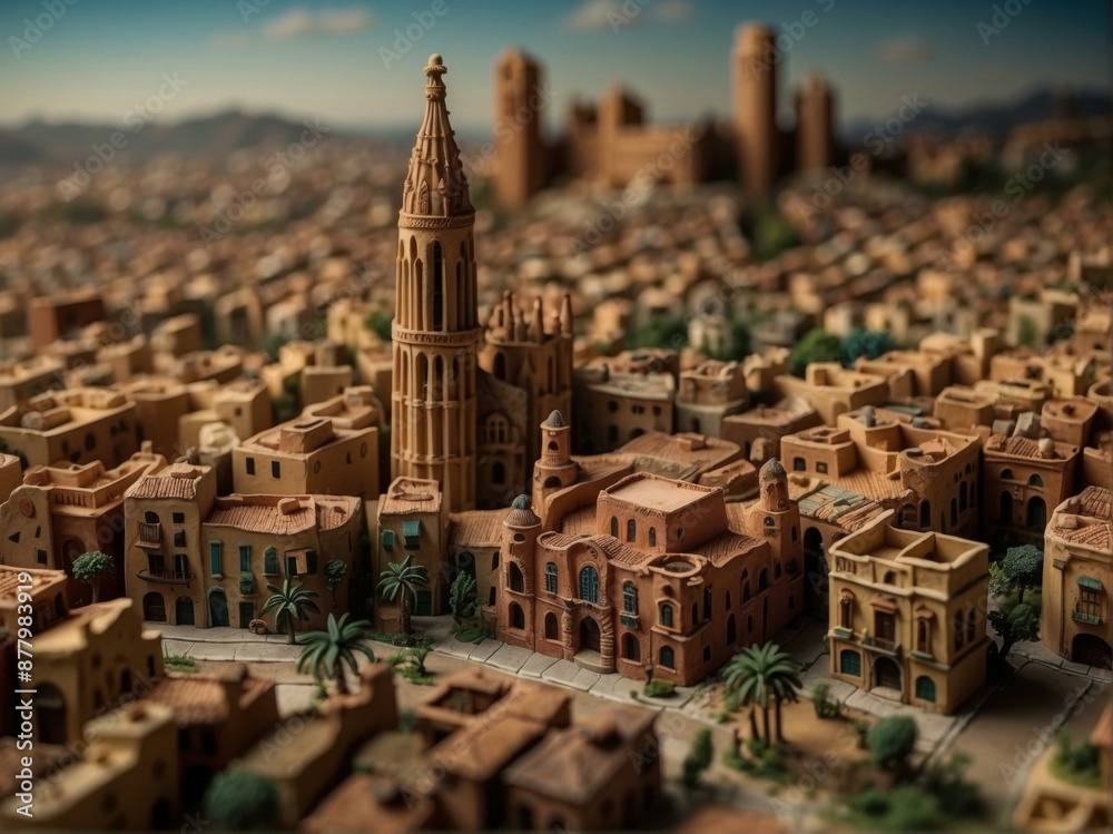 Canvas Prints A miniature model of an ancient city. AI.