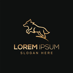 Wolf jump vector logo design template