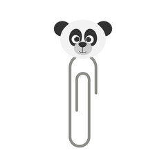 Baby paper clips with panda head. Cute funny safety pins for kids education. Staple