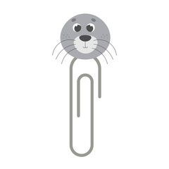 Baby paper clips with seal head. Cute funny safety pins for kids education. Staple
