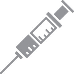 Grey and white syringe icon in flat style.