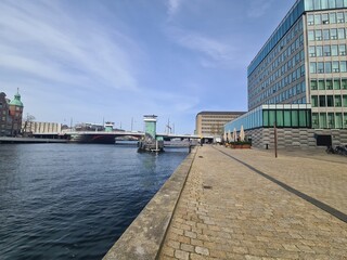 Fototapeta premium view over the water while doing a walk through Copenhagen, the capital of Denmark