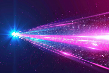 Obraz premium Glow blue pink neon light trail explosion, Light flare beam effect.