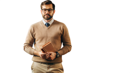 Confident Businessman Holding a Book in Casual Attire