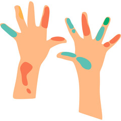 Kid Playful Hand with Paint