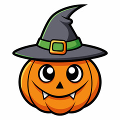 Halloween pumpkin vector illustration, halloween pumpkin cartoon isolated on white, halloween pumpkin with hat, pumpkin vector art