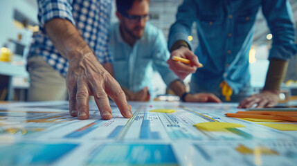 Management team reviewing a project timeline