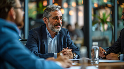 Management team planning future goals in a breakout session