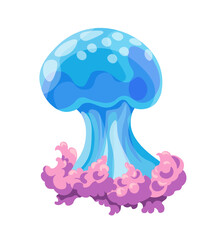 Graceful Blue Jellyfish Vector illustration