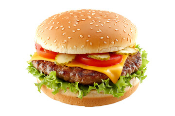 Cheeseburger with black beans, vegetables and spices isolated on transparent white background.