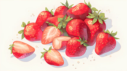 Naklejka premium strawberry fruit, white background